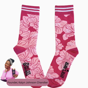 Pink Floral Hibiscus Flower Socks